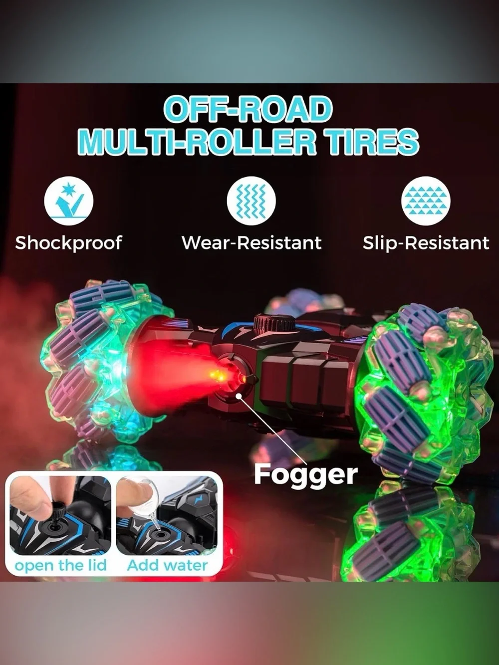 360° Rotating 4WD Twist Cars with Light Music & Spray Remote & Hand Control